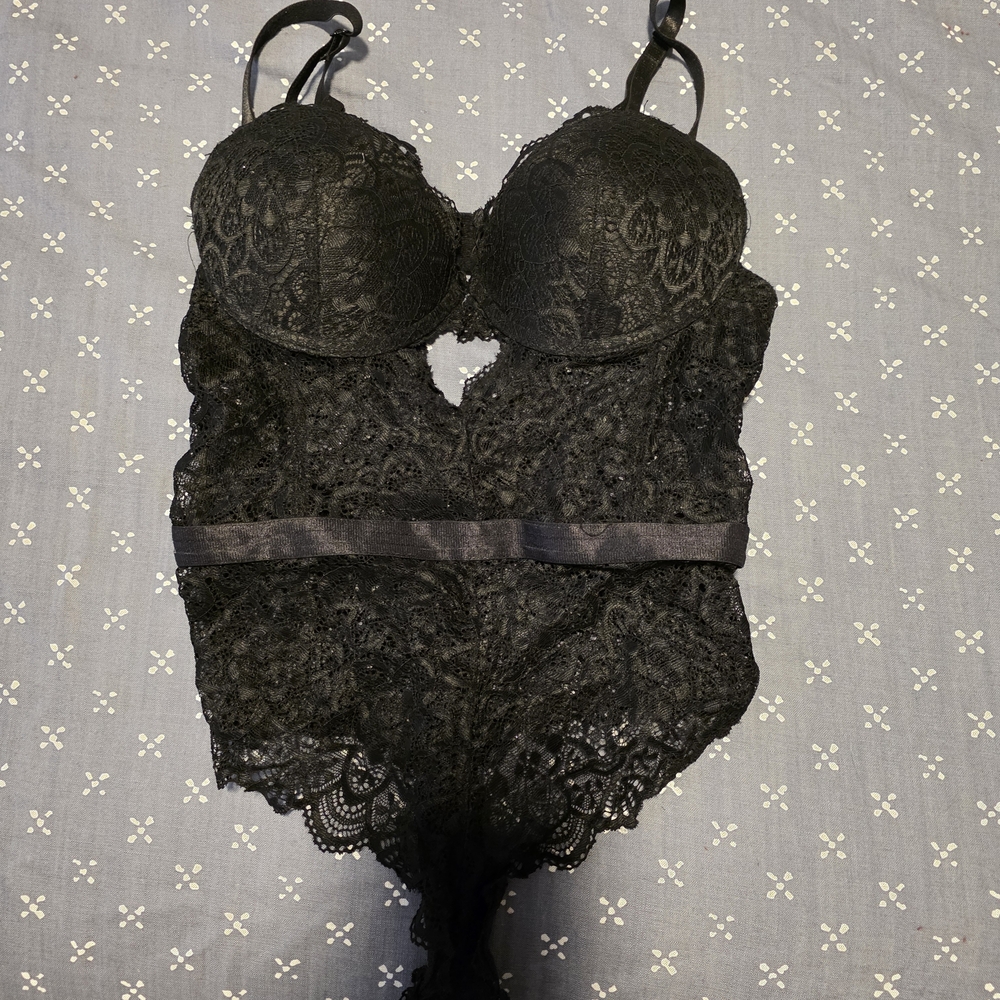 Marilyn Monroe Black Lace Bra Bodysuit